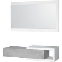 Fores Habitat S.l.u. - Kit meuble d'entrée 1 tiroir + 1 miroir 'midi' blanc et bois - Séjour