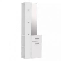 Meubletmoi - Meuble d'entrée blanc avec miroir et rangements - nina