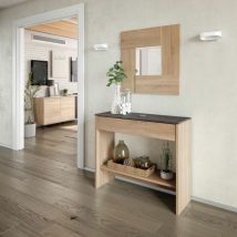 Meuble d'entrée Oxys 1 tiroir avec miroir 92 cm (largeur) x 79 cm (hauteur) x 33 cm (profondeur) - Chêne Canadien - Rouille