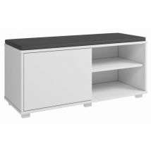 Beaux Meubles Pas Chers - Meuble d'Entrée Meuble bout de Lit 1 Porte 4 Niches Blanc l 90 h 42.5 p 35 cm