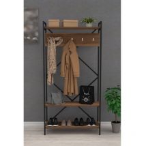 Webmarketpoint - Mobile ingresso con appendiabiti e rastrelliera - Noce - 90x35x180h cm