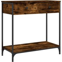 Décoshop26 - Meuble d'entrée table console design élégant avec tiroirs 75 x 34,5 x 75 cm bois d'ingénierie marron et métal DEC031811