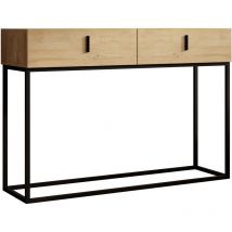 Muebles Bonitos - Meuble d'entrée Table Console Table d'entrée Design Industriel Structure Acier Noir Mat 120x83,6x36,8cm Couleur Safir 2 Tiroirs