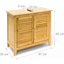 Helloshop26 - Meuble dessous de lavabo évier bambou avec deux portes