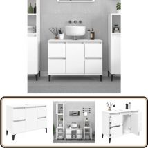 Meuble d'évier blanc 80x33x60 cm bois d'ingénierie - Armoire De Salle De Bain - Meuble Vasque - Meuble Sous Évier - Rangement Salle De Bain - Meuble