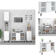 Meuble d'évier blanc 80x33x60 cm bois d'ingénierie - Armoire De Salle De Bain - Meuble Vasque - Meuble Sous Évier - Rangement Salle De Bain - Meuble