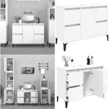 Meuble d'évier blanc 80x33x60 cm bois d'ingénierie - Armoire De Salle De Bain - Meuble Vasque - Meuble Sous Évier - Rangement Salle De Bain - Meuble
