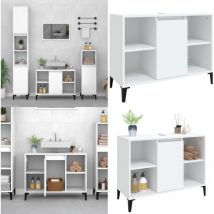 Meuble d'évier blanc 80x33x60 cm bois d'ingénierie - Armoire De Salle De Bain - Meuble Vasque - Meuble Sous Évier - Rangement Salle De Bain - Meuble