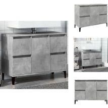 Meuble d'évier gris béton 80x33x60 cm bois d'ingénierie - Meuble De Lavabo - Meubles De Lavabo - Meuble Sous Lavabo - Meuble De Lavabo De Salle De