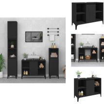Meuble d'évier noir 80x33x60 cm bois d'ingénierie - Armoire De Salle De Bain - Meuble Vasque - Meuble Sous Évier - Rangement Salle De Bain - Meuble