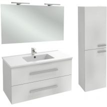 Jacob Delafon - Meuble vasque 100 cm Ola Up blanc brillant + colonne + miroir et spots