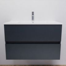 Cuisibane - H‰ngendes BadezimmerMˆbel 80 cm rosaly - Grau - Keramikwaschbecken