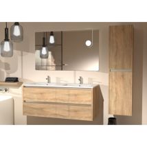 Meuble double vasque jupiter 3.0 Bois Clair 120cm avec Miroir elegance