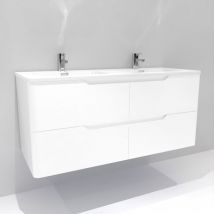 Meuble double vasque luna Blanc brillant 120cm sans miroir