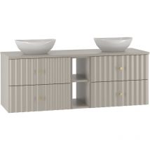 Petits-meubles - Meuble double vasque 140cm 2 niches Izae Cachemire