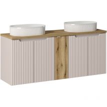 Meuble double vasque 140cm 5 portes Riva Cachemire et Bois