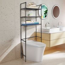 Dazhom - Meuble étagère wc 3 Étagères Étagère Organisateur des Toilettes 150x50x26cm Noir