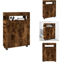 Vidaxl - Meuble étroit de salle de bain à roulettes chêne fumé - Meuble De Salle De Bain Étroit - Meubles De Salle De Bain Étroits - Rangement De