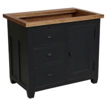 Decoration D ’ Autrefois - Meuble Évier 1 Porte 3 Tiroirs - Bois - Noir - Interior's