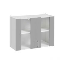 Cuisineandcie - Meuble haut de cuisine Eco Gris Brillant 2 portes vitrées l 80 cm