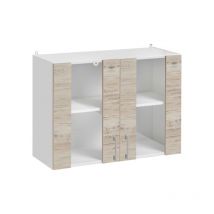 Cuisineandcie - Meuble haut de cuisine Eco Noyer Blanchi 2 portes vitrées l 80 cm
