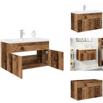 Meuble lavabo avec bassin et robinet intégrés vieux bois - Meuble Avec Vasque Intégrée - Meubles Avec Vasques Intégrées - Armoire Lavabo De Salle De