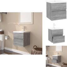 Meuble lavabo avec bassin intégré Sonoma gris Bois d'ingénierie - Meuble Lavabo - Meuble Salle De Bain - Vanity Unit - Washbasin Cabinet - Meubles De