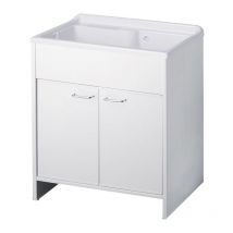 Toscohome - Meuble lavabo avec double porte pvc blanc 80x50X85H cm - Artemio