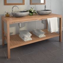 Meuble-lavabo de salle de bains Meuble bas de salle de bain Teck massif 132x45x75cm 63996