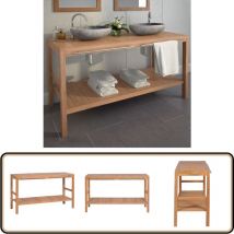 Meuble-lavabo de salle de bains Teck massif 132x45x75cm - Meubles De Salle De Bain - Meuble Lavabo - Armoire De Toilette - Commode Salle De Bain
