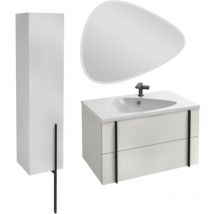Jacob Delafon - Meuble vasque 80 cm Nouvelle Vague blanc brillant + colonne version gauche + miroir