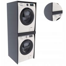 Meuble lave-linge et sèche-linge TS, meuble de salle de bain noir, étagère colonne