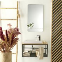 Mob-in - Ensemble meuble lave-mains vasque blanche wilo + miroir + robinet chromé