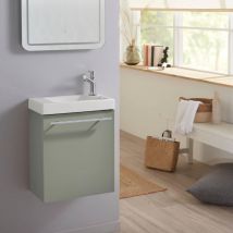 Godart - Pack Meuble lave-mains Vert - Mitigeur à droite - L.42.5 x h. 52.5 cm - Hamac 3