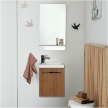 Mob-in - Ensemble meuble lave-mains décor noyer nevada avec miroir