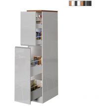 Web Furniture - Meuble de cuisine moderne avec 2 tiroirs à épices 30x60x164,5 Trym - Blanc - Chêne