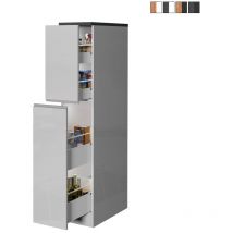 Meuble de cuisine moderne avec 2 tiroirs à épices 30x60x164,5 Trym - Blanc - Gris