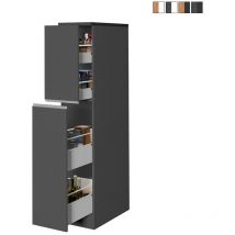 Web Furniture - Meuble de cuisine moderne avec 2 tiroirs à épices 30x60x164,5 Trym - Noir - Gris