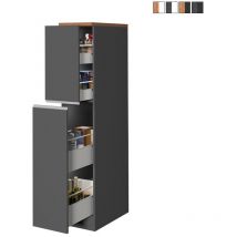 Web Furniture - Meuble mobile moderne de cuisine avec 2 tiroirs à épices 30x60x164.5 Trym - Gris - Chêne