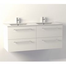 Meuble NEPTUNE Blanc 120cm Double vasque - SANS miroir
