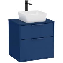 Meuble optica 600 - 2 tiroirs pour vasque à poser (non incluse) - Bleu Acier Mat Roca