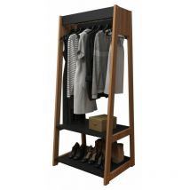 Beaux Meubles Pas Chers - Meuble Penderie 2 Etagères Chataignier et Noir