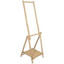 Tendance - Meuble portant bambou pliable 2 barres + etagere - bambou
