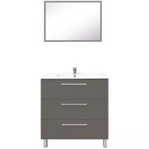 Meuble de salle de bain à poser pallas - 80cm - Gris - Mélaminé - Livré en kit