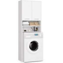 Abamihome - Colonne salle de bains akord fin Blanche 64 cm 2 portes façade Blanche 4 étagères 64x30x180 cm