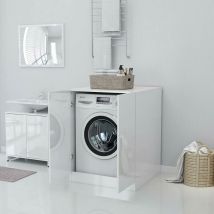 Meuble pour Machine à Laver, Meuble Lave Linge,Meuble Lave Linge, Housse Machine a Laver,Cache Machine a Laver,Housse pour Lave Linge,-Blanc Brillant