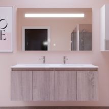 Doppelwaschtisch mˆbel proline Mˆbel 140 cm und Spiegel ElÈgance ht80 - Holz
