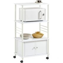Meuble rangement cuisine roulant en bois, Chariot de cuisine de service micro-ondes -Blanc Sobuy FRG12-W