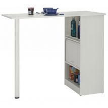 Beaux Meubles Pas Chers - Table de Cuisine et Meuble de Rangement Blancs - Coloris: Blanc
