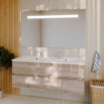 Meuble double vasque 140 cm rosaly avec miroir Elégance ht80- Bois - vasque en résine